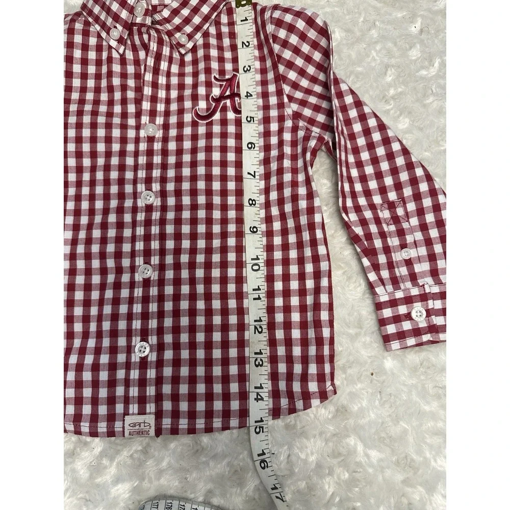 Garb Team Boys 2T Alabama Crimson Tide Red/White Plaid Cotton Button-Up